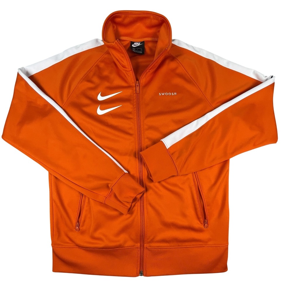 Nike Track Jacket Mens S Orange Double Swoosh Full Zip MCMLXXII Racing Stripe